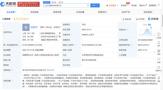 华体会体育最新域名汇得科技在江苏成立新材料公司 注册资本5亿(图2)